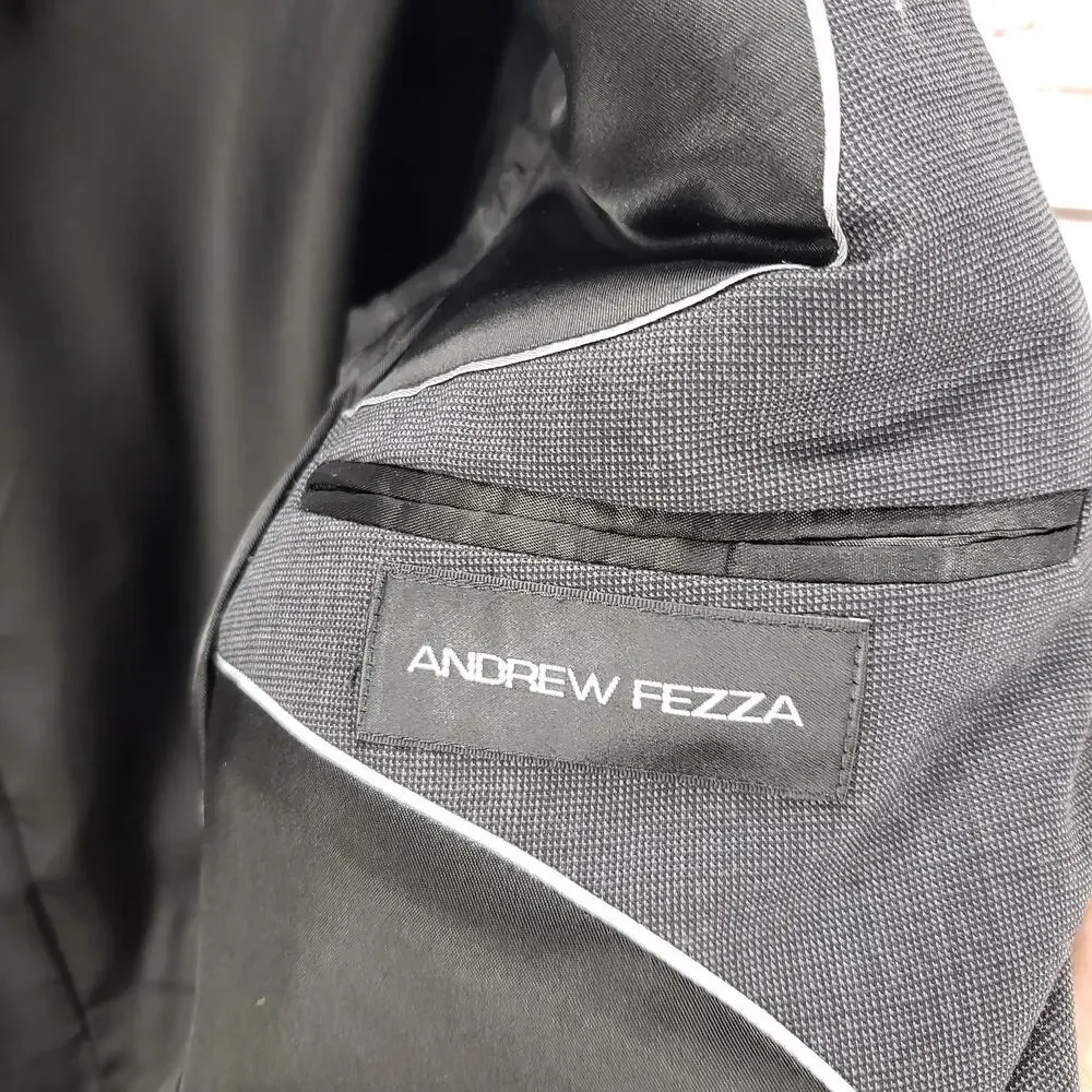 Andrew Fezza Men's Dark Gray 100%Worsted Wool 3Button Blazer Jacket Size 40R